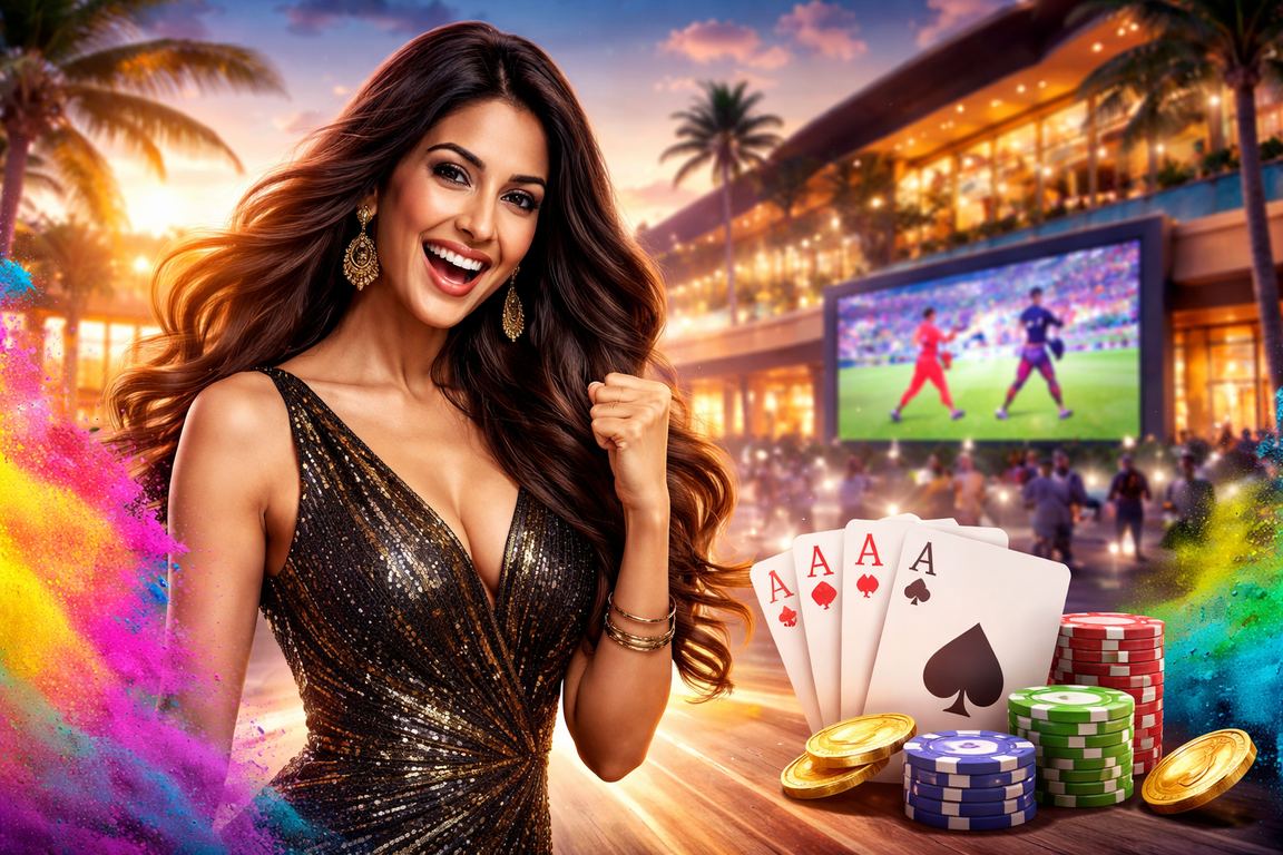 Teen Patti card game illustration during Holi festival in India