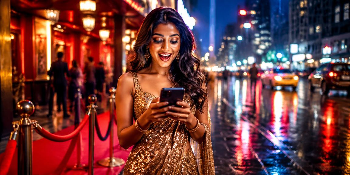 Mobile user enjoying Teen Patti game in energetic Mumbai Bandra neighborhood